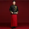 Chińska pana młodego czarna czerwona szata moda nowa letnia męska suknia ślubna smok haft haft groom ken chu ten sam przedmiot Kimono Show