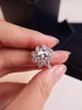 Fashion- spring new limited European and American fashion sun flower white gold simulation diamond ring female suitable for holiday