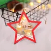 Christmas Tree Hanging Ornaments Wooden Glittery Pendant Drop Xmas Decoration Handmade Crafts with LED Light XBJK1910