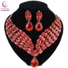 New Luxury Crystal Statement Necklace Earrings Set Silver Color Jewelry Sets Indian Bridal Wedding Costume Jewellery