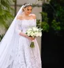 New Organza Wedding Dress With Lace Appliques Scalloped Neckline 3/4 Sleeve A line Sweep Train Elegant Plus Size Bridal Gowns For Women 90
