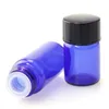 1 ml 2 ml 3 ml bottiglia di olio essenziale di vetro blu piccolo con tappo nero Tamper Evident riduttore bottiglia campione spedizione veloce F3379