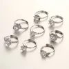 Klassische Sechs-Klaue-Diamantringe Silber Überzogene Paar Frauen heiraten Hochzeits-Sets Engagement-Schmuckliebhaber für Frauen Bridal Bijoux