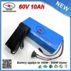 클래식 PVC 케이스 900w 60V 10Ah 전기 자전거 배터리 18650 리튬 배터리 15A BMS PVC 케이스 + 67.2V 2A 충전기