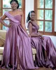 Sexy Bridesmaid Dresses One Shoulder Pearls A Line Wedding Guests Dresses High Split Formal Maid of Honor Dress Party Evening Gown
