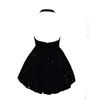 Sexy Black Lantejoulas Curto Homecoming Vestidos Baratos Halter Deep V Neck Rightless Formal Vestido Formal Vestidos De Prom Vestidos Baratos Robe de Cocktail Vestidos