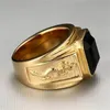 Modesmycken Klassiska män Ring med sten 18K guldpläterade Punk desinger Ringar Rock Lyx Ringar Trendig manlig ring