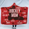 Hockey Hooded Blankets Plush Sherpa Blanket Xmas 3D Printed Cape Cloak Fleece Soft Winter Swaddling Bedding Quilt Nap Wraps LXL680-1