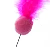 Teaser de vara de pesca de gato jogando brinquedos bola de penas com sino cores misturadas 20pcslot2175615
