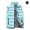 Men's Casual Vest Jacket Thickened Sleeveless Cotton Padded Warm Anti - static Breathable Coat for Autumn Winter red blue bla260W