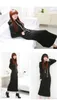 Moda-Autumn Sonbahar Kış Kadınları Siyah Gri Kazak Elbise Fleeced Hoodies Uzun Kollu İnce Maksi Elbiseler S M L XL XXL KIŞ GİBİ M176