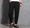 Pantalon homme rétro cheville longueur lâche coton lin lanterne pantalon mâle Harem jambe large décontracté hommes plissé noir marine kaki Pants1