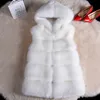 Mouwloze faux bont vest winter casual bovenkleding vrouwelijke solide nep bont capuchon overjassen voor dame 2018 mode vest femme