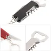 Portable Key Ring Bottle Opener Rostfritt stål Korkskruvkniv Pulltap Dubbel gångjärn Vinflasköppnare Kök Bar Tool VT14512629