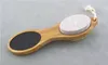 Exfoliating Dead Skin Remover Foot Massager Wooden Feet Brush with Natural Boar Bristle and Pumice Stone