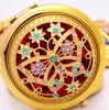 120PCS Retro Vintage Gold Metal Pocket Mirror Compact Cosmetic Retro Mirrors Crystal Studded Portable Makeup Beauty Tools