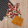 Kleinkind Baby Mädchen Sonnenblume Quaste Weste Tops Lotus Blatt Kragen + Bogen Kurze Hosen Kleidung Set Kinder Outfit Sommer anzug Kleidung