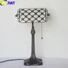 FUMAT Tafellamp Vintage Gebrandschilderd Glas Schaduw Slaapkamer Bed Licht LED Bank Kralen Woonkamer Art Home Deco Bureaulamp6616831