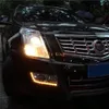 Luces de circulación diurna LED July King con luz intermitente amarilla para Cadillac SRX 2010-2015, LED DRL con cubierta de lámpara antiniebla electrochapada