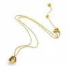 Collier Double anneau en or Rose 18 carats, chaîne en os, pendentif à chaîne courte pour amoureux 267F