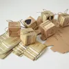 黄麻布の箱のロマンチックな心クラフトギフトバッグのギフトバッグギフトボックスを供給5x5x5cm