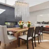 Moderne lineare rechteckige Kristall-Kronleuchter-Beleuchtung, Insel-Restaurant-Pendelleuchte für Esszimmer, Küche