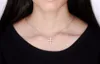 Silver Color Cross Pendant Halsband med Österrike Crystal Zircon Allergy Free Women Halsband Bröllop Smycken WN56