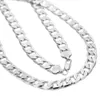 Grossist 12 mm Bredd 925 Silver Halsband 18'' - 30'' Anpassa längd Herr högkvalitativ trottoarkant kubansk länkkedja Mode Hip Hop stil för mäns smyckengåva