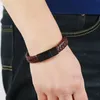 Punk Retro Black Brown Braided PU Skórzany urok bransoletki ze stali nierdzewnej bransoletki dla mężczyzn biżuteria 5525900