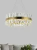 식당 주방 교수형 램프 현대 황금 크롬 LED Chandeliers226d를위한 현대 북유럽 럭셔리 라운드 크리스탈 샹들리에 조명