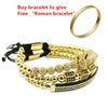 3pcs/set+Bangle Men Bracelet crown charms Macrame beads Bracelets Braiding Man Luxury Jewelry for women bracelet