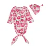 Nouveau-né bébé garçon fille imprimé fleuri à manches longues sacs de couchage + chapeau de fleur 2 pièces/ensemble nourrissons fleur pyjamas literie de pépinière M1498