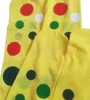 Julstrumpor Halloweenfest Kostym Cosplay Långa strumpor Regnbågsrandiga Polka Dots Clownsockor Japanska Anime Tillbehör längd 70cm