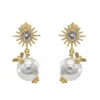 925 zilveren oorknopjes elegant goud met imitatie parel en schattige bij drop dangle oorbellen voor vrouw
