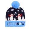 LEDクリスマスビーニー照明POM帽子子供スノーフレークニット帽子アダルトクリスマスかぎ針編みスカルキャップ帽子ライトニットボールキャップヘッドギアB6797