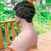 Ocean Wave Short Indian Human Hair Wig Billiga Maskin Gjorda Pixie Cut Finger Wave Glueless Bob Paryk för Svarta Kvinnor # 1b # 2 # 4 # 27 # 30 # 99J
