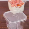 Rensa tårta Box Transparent Square Mousse Plastmuffin Boxar med lock Yoghourt Pudding Wedding Party Supplies EEA704