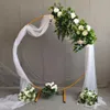 光沢のある金の結婚式の装飾アーチ花柄の花柄の風船メタルラックサークル背景鍛造鉄の棚装飾パーティーの背景金属diy小道具