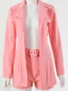 Sexy 2 Stuk Blazers Set Casual Dameskleding Office Lady Coat en Shorts Suite Outfits Cardigans V-hals Blazer