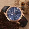 Top Fashion Quartz Mens Man Watches Series Pilot Series Watch Multifunction zegarek skórzane zegarek na rękę Montre de Luxe9230036