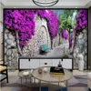 벽을위한 벽지 3 D 거실 자주색 꽃 벽지 벽 벽 트레일 3D TV 배경 벽