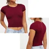 Canottiere corte da donna Multicolori Estate Casual tinta unita Maniche ad aletta Girocollo Camicetta elasticizzata alta T-shirt bianca Camicie base da donna