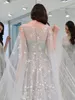 Elegant Unique Design Prom Dresses with Wraps 2020 Sheer Neck Star Appliques Party Dress vestidos de fiesta