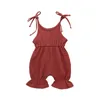 Newborn Baby Solid color romper Toddler sling Jumpsuits 2019 summer Ruffles one-piece kids Climbing clothes 6 colors C6317