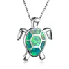 Fire Opal Sea Turtle Charm Pendent Ocean Life Animals Bijoux 925 Collier pour femmes en argent sterling pour Gift8099094