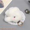 8 cm Cute Real Fur Rabbit Bunny Doll Zabawki Torba Urok Klucz Łańcuch Keyring Akcesoria Phone Torebka Torebka