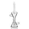 Bong in vetro da 8,2 pollici Doppio riciclatore Bong Camera Olio Dab Rigs Cono Base Decorazione floreale Camera Tubo dell'acqua in vetro con 14mm Jo