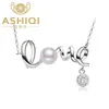 Ashiq Natural Pearls淡水真珠のネックレスペンダント925スターリングシルバージュエリー新しいジュエリーの女性愛の手紙