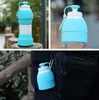 7Colors 580ml 20oz BPA Fri hopfällbar silikonvattenflaska Retractable Folding Travel Drinking Sport Vattenflaska Muggar FDA Matkvalitet