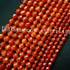 5 Fios Fine Cut Facetada Natural Carnelian Gemstone Solta Pérolas Centro Broca Em Forma de Ágata Vermelha Tamanho 6mm 8mm 10mm Para Design de Jóias